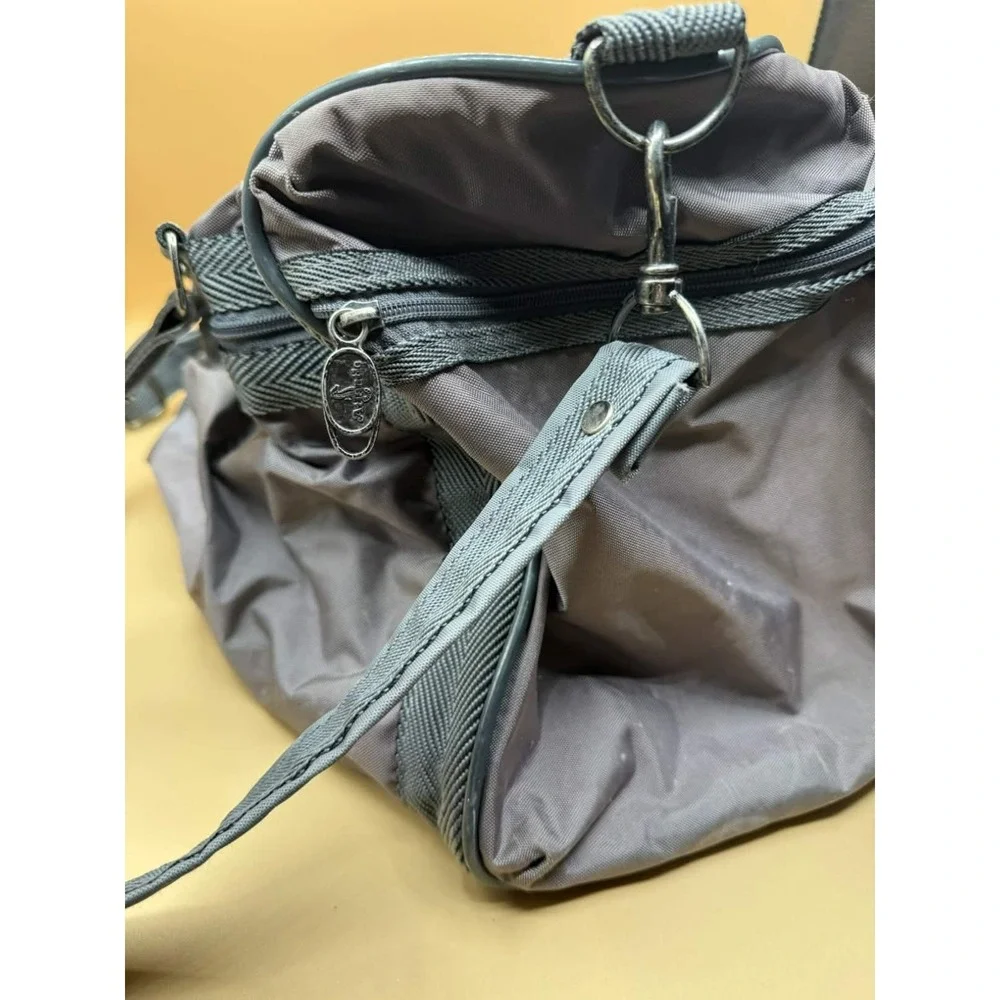Vintage 80s Atlantic Seahorse Carry On Duffel Bag Grey Retro Travel Weekender